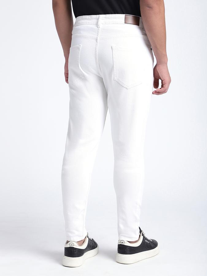 Men Cotton Blend Carrot Fit Five Pocket Washed Pants