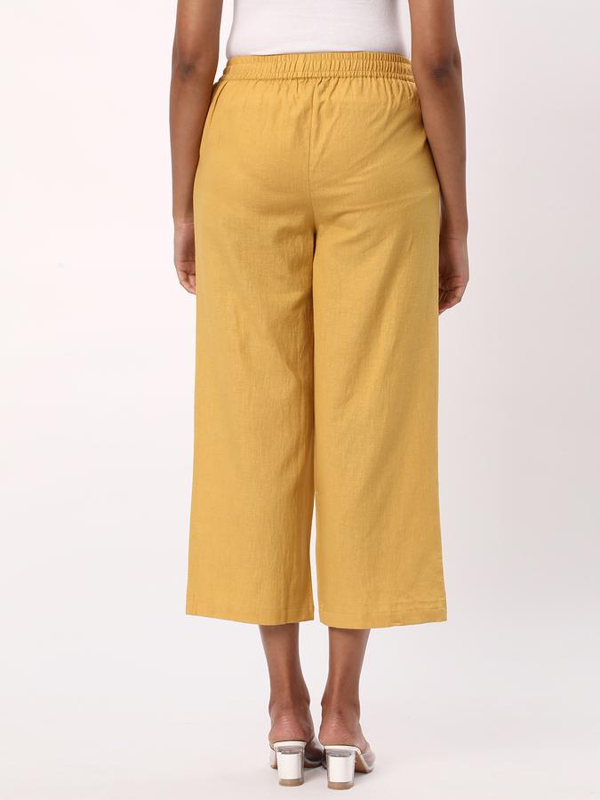 Women Cotton Culottes Elasticated Waist Embellished Trousers