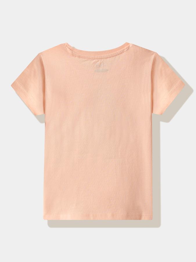 Girls Cotton Regular Fit Crew Neck Graphic T-shirt