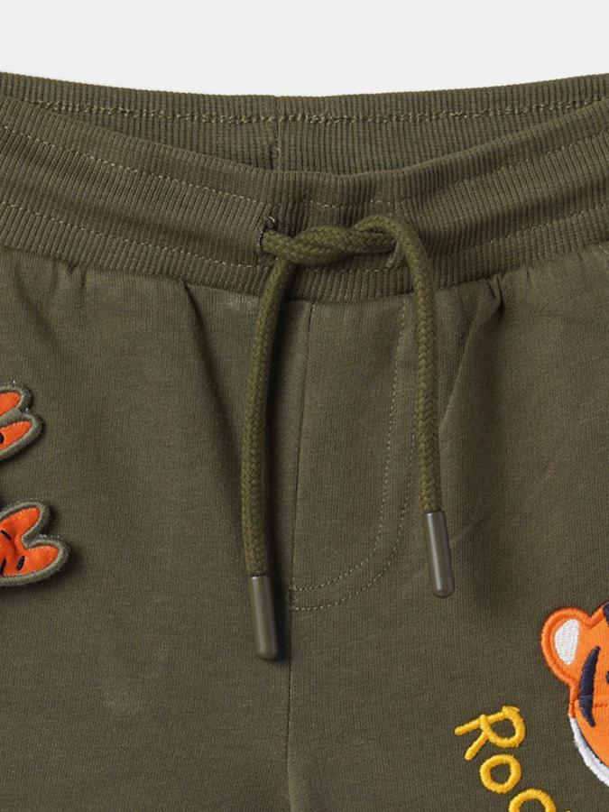 Boys Flat-Front Regular Fit Shorts with Applique image number 3