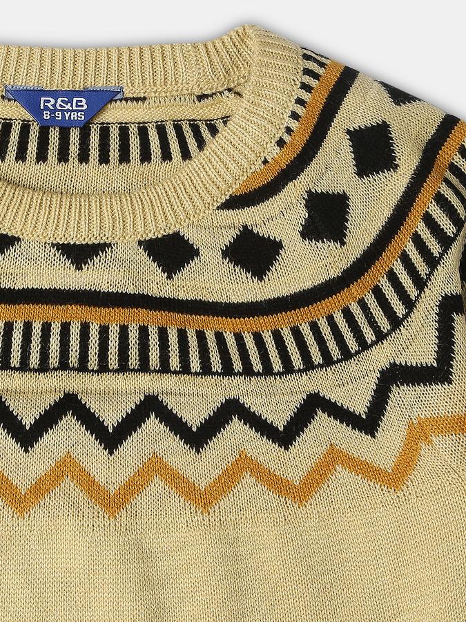 R&B Boys' White Printed Sweater