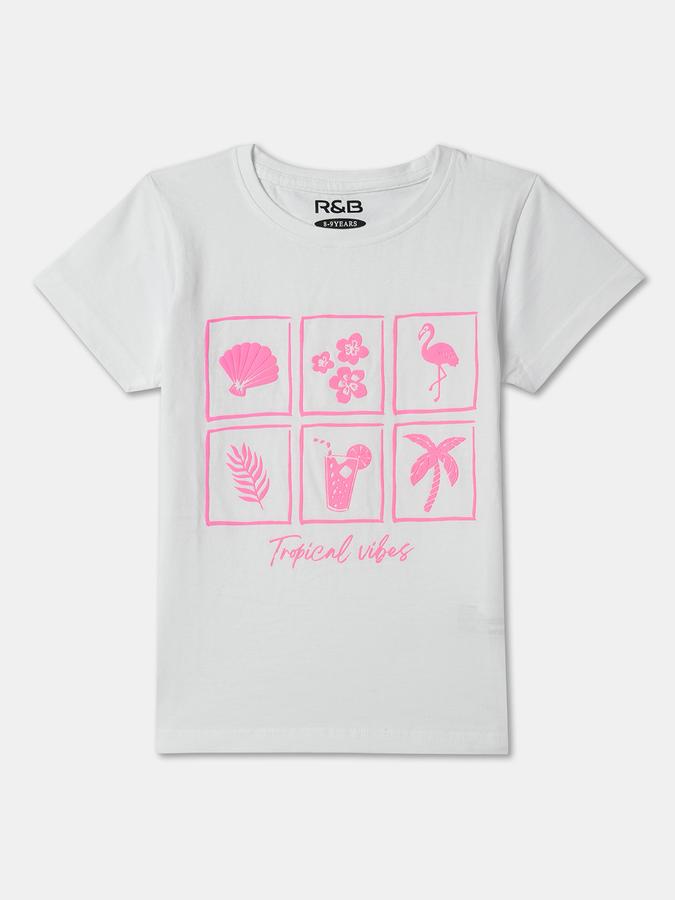 Girls Graphic Print Regular Fit Round-Neck T-Shirt