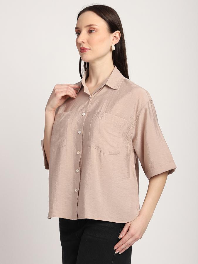 Women Modal Relaxed Fit Collar Half Sleeve Solid Shirt
