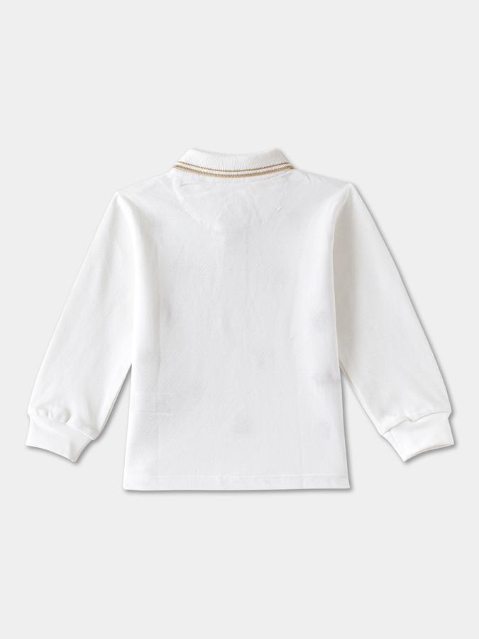 Boys Cotton Regular Fit Polo Collar Embroidered T-shirt