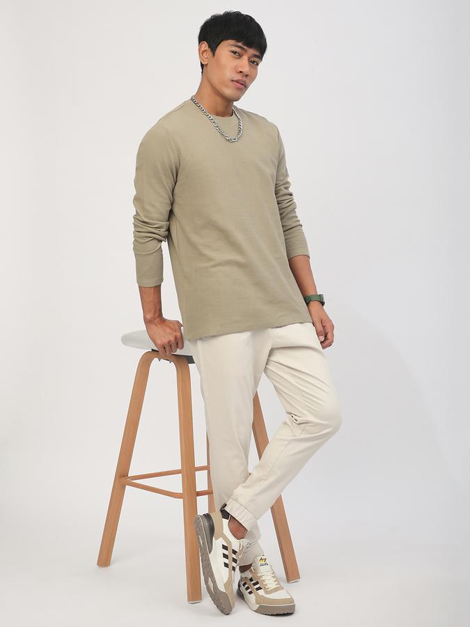 Men Cotton Regular Fit Drawstring Waist Jogger Trousers