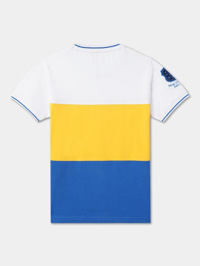 Boys Colourblock Round-Neck Relaxed Fit T-Shirt image number 1