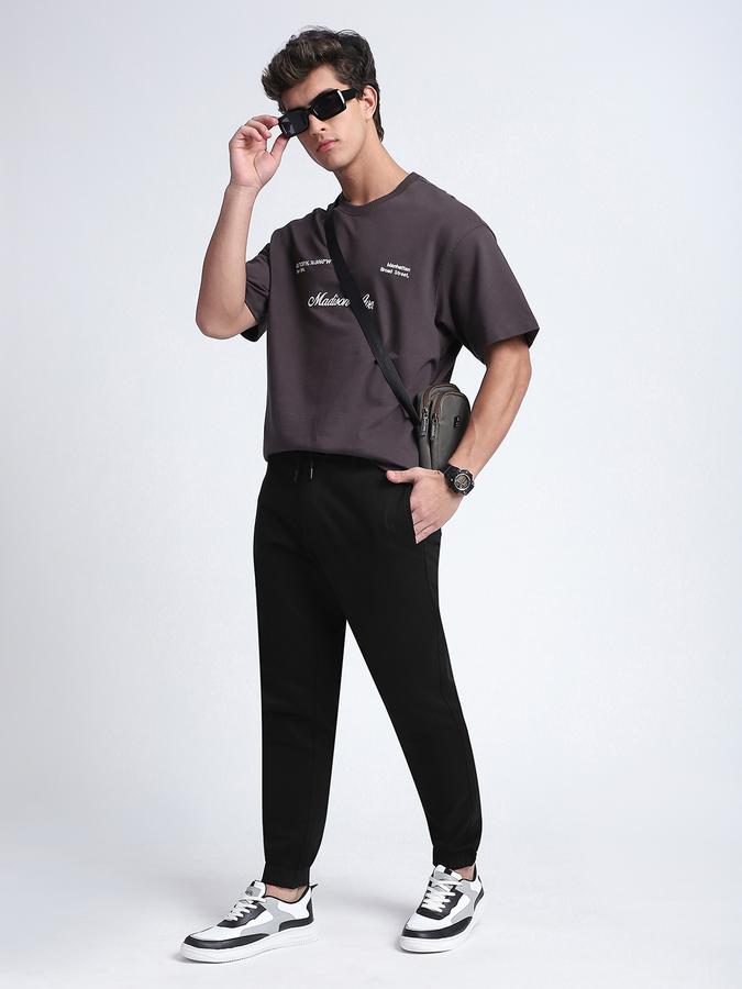 Men Cotton Blend Jogger Fit Drawstring Elastic Hem Pants