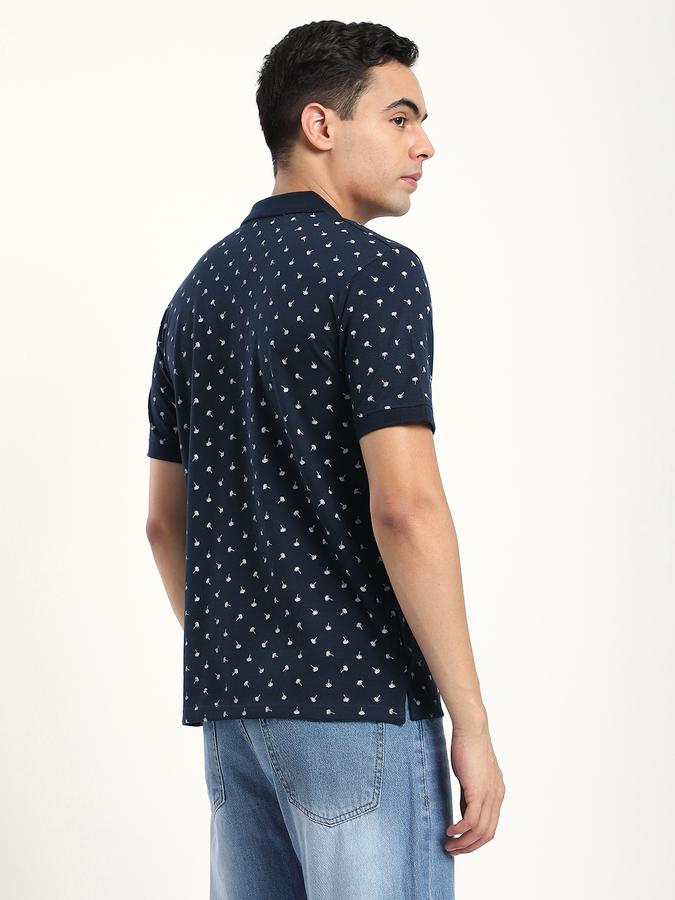 Men Cotton Slim Fit Polo Neck Graphic T-shirt