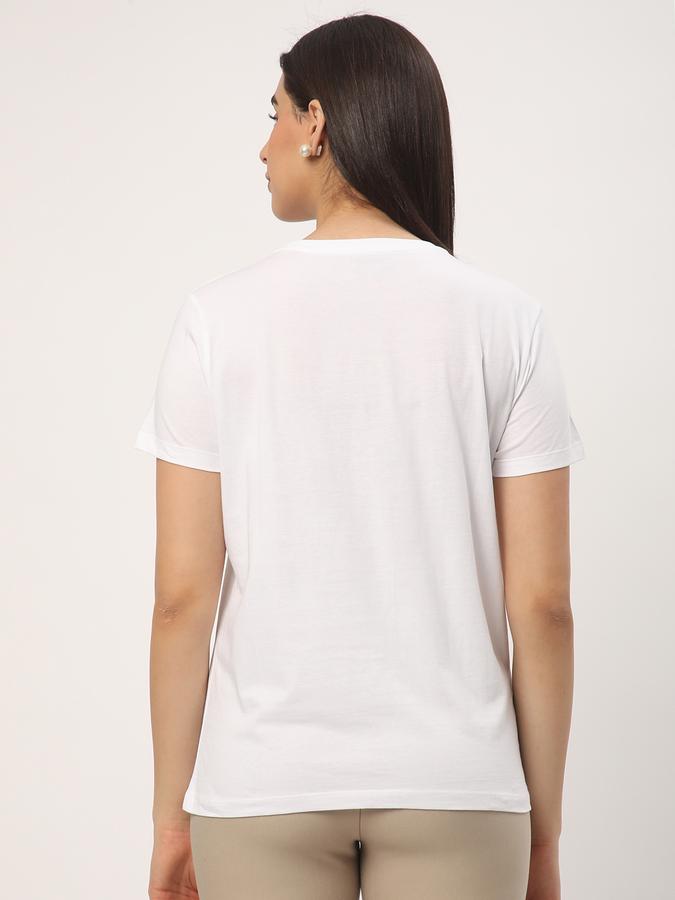 Women Typographic Print Regular Fit Round-Neck T-Shirt image number 2