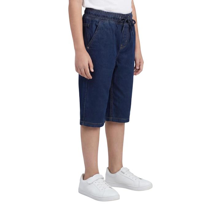 R&B Blue Regular Fit Solid Mid Rise Boys Shorts