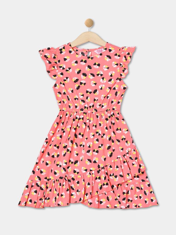 R&B Girls' Yellow Printed Dress