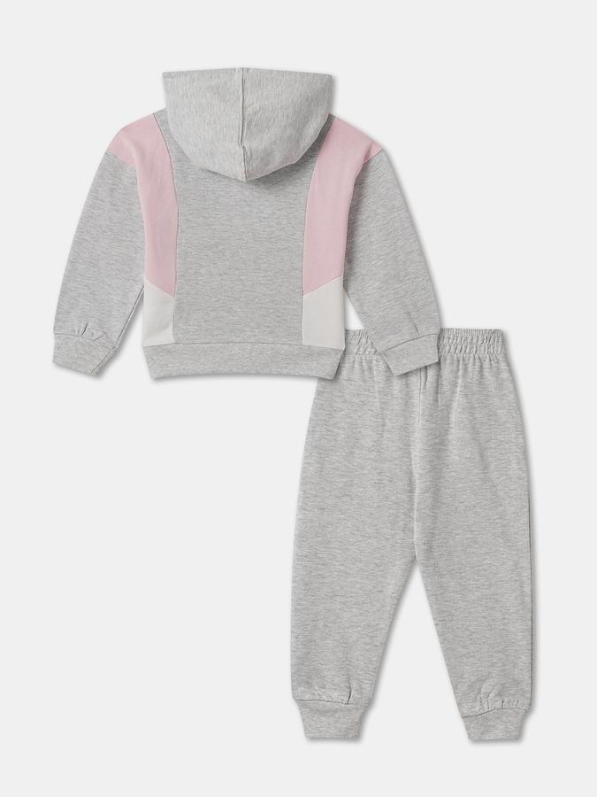 Girls Colorblock Full Sleeve SweaT-Shirt with Joggers Set