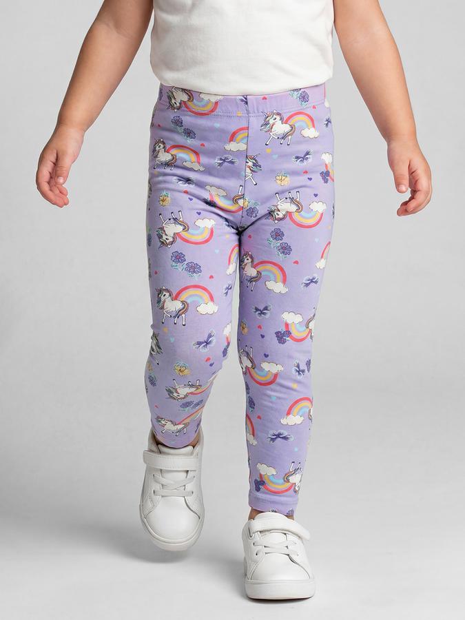 R&B Lavender Graphic Printed Girls Leggings