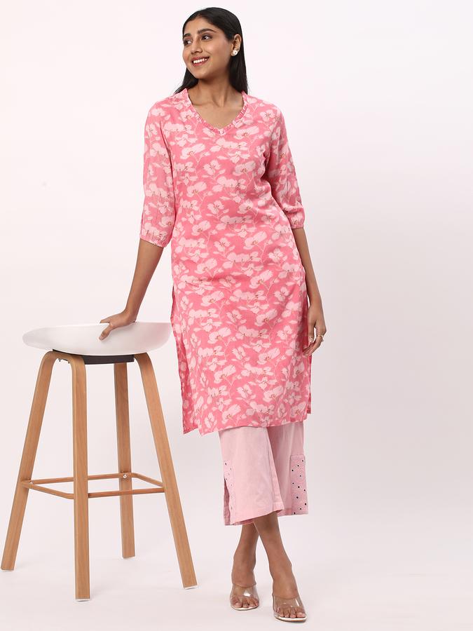 Women Floral Print Straight Kurta  image number 1