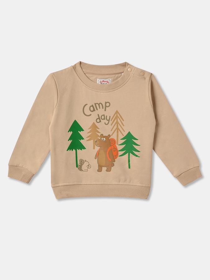 Boys Cotton Relaxed Fit Crew Neck Graphic Sweatshirt