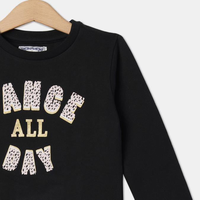 Girls Typographic Print Round-Neck Sweatshirt image number 2