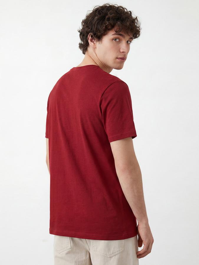 R&B Men's Red Short Sleeves Round Neck Graphic Print T-Shirt