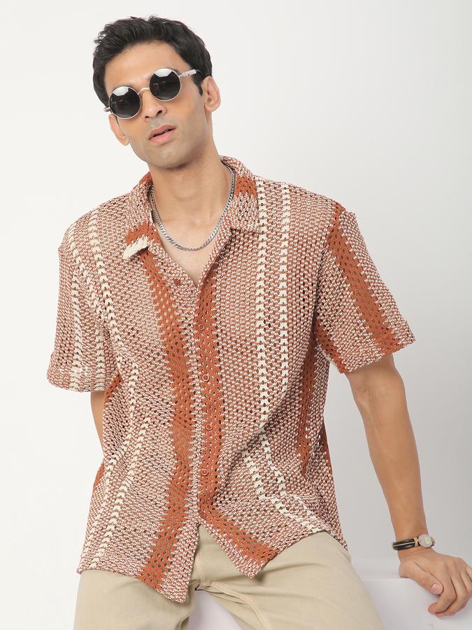 Men Self Design Casual Shirt
