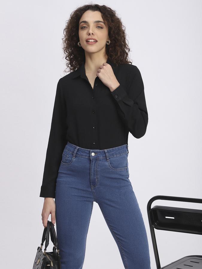 R&B Women Black Solid Shirt
