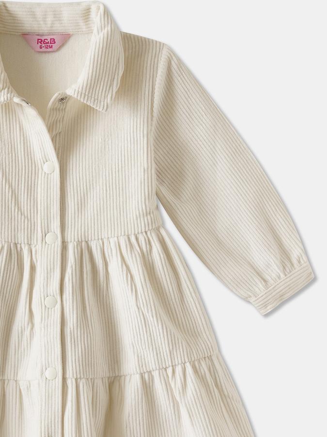 Girls Cotton Regular Fit Collar Neck Tiered Dress