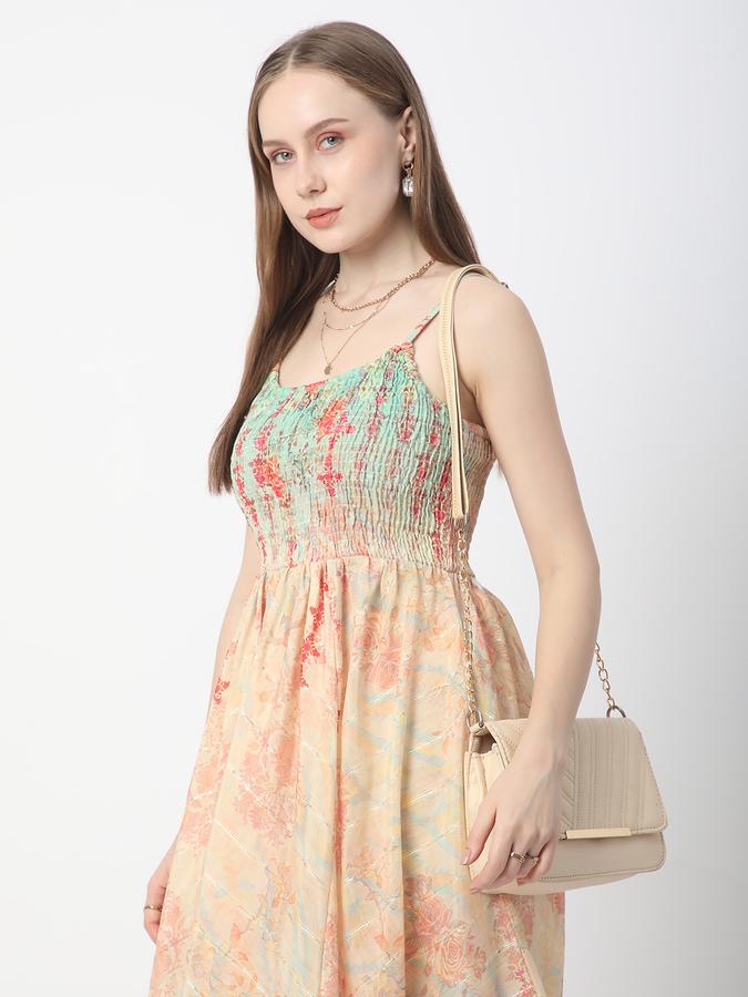 Women Poly Muslin Smocked Empire Waist Ethnic Dress