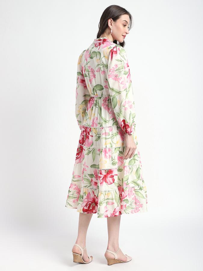 Women Cotton A-Line Midi Floral Dress