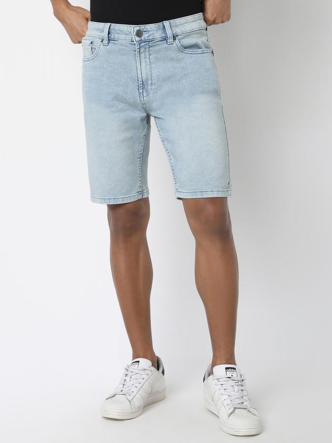 Boys Denim Slim Fit Button Closure Clean Hem Shorts