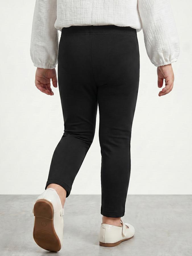 R&B Girl Black Solid Cotton Blend Leggings
