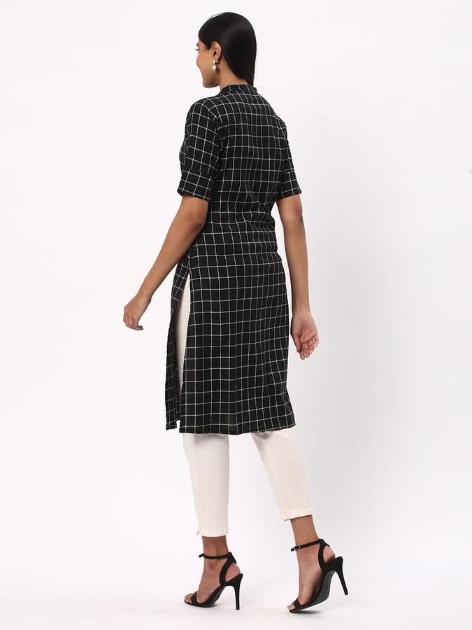 Women Checked Straight Kurta image number 2