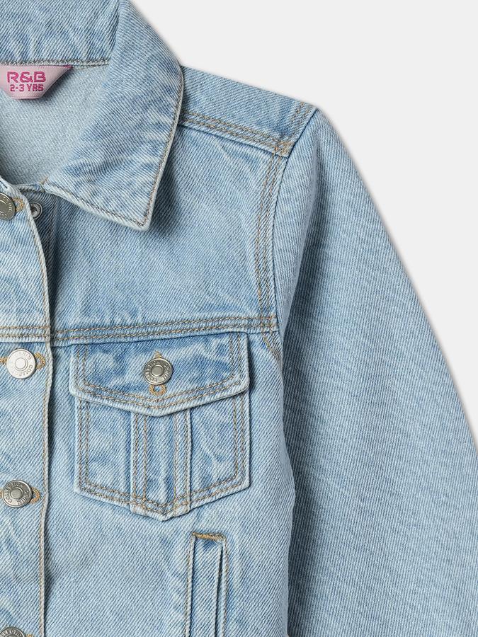 Girls Heavily Washed Denim Jacket image number 2