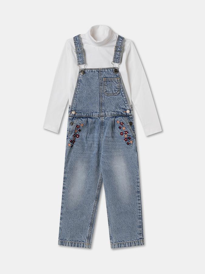 Dungaree For Girls Casual Printed Denim image number 0