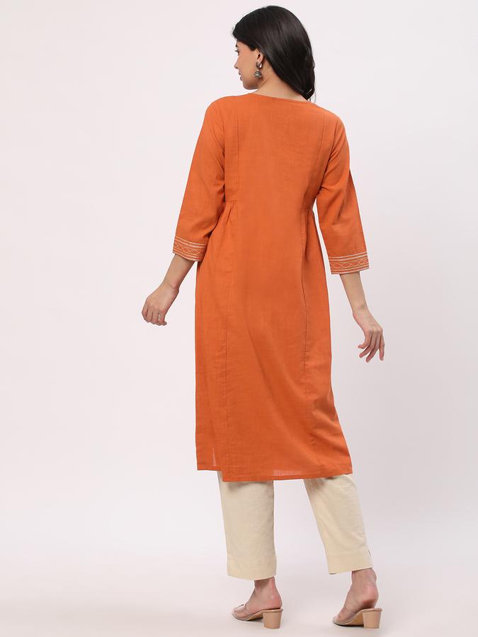 Women Embroidered Straight Kurta image number 2