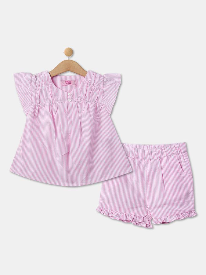 R&B Girl's All Over Printed Short Sleeves Top & Bottom Sets