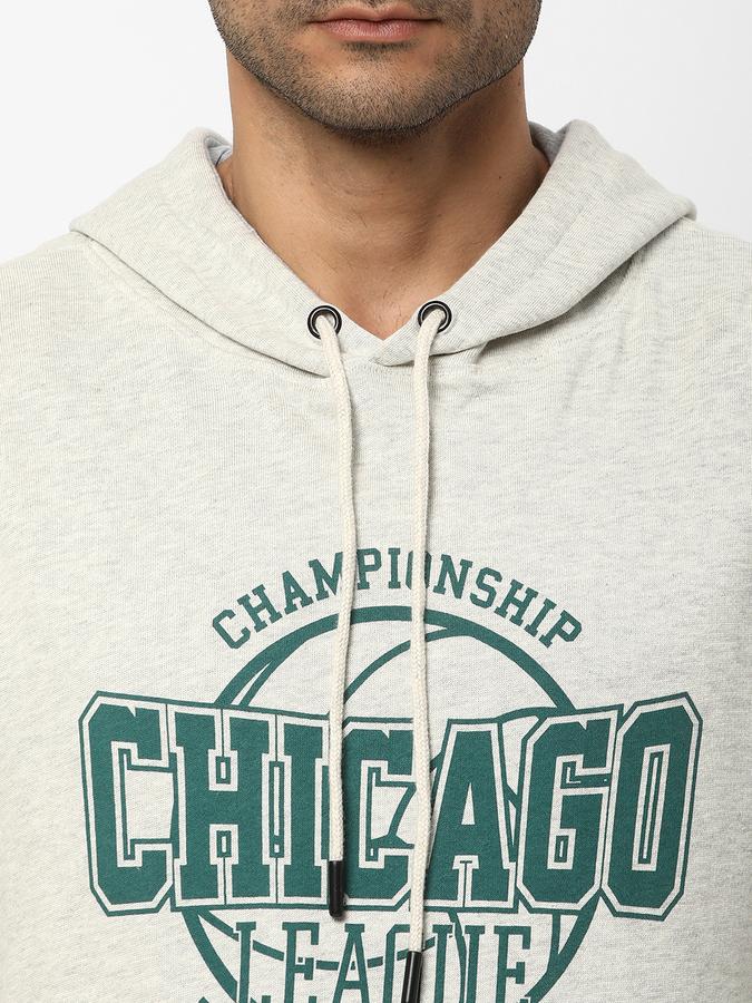Men Fleece Regular Fit Hooded Graphic Sweatshirt