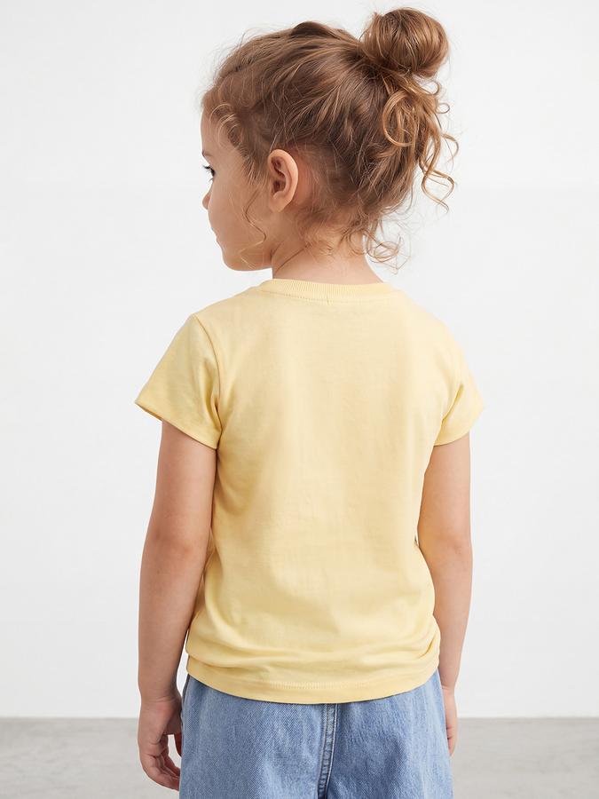 R&B Girls Yellow Graphic Print Short Sleeves Tshirt