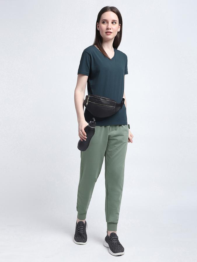 Women Cotton Regular Fit Drawstring Waist Solid Trackpants