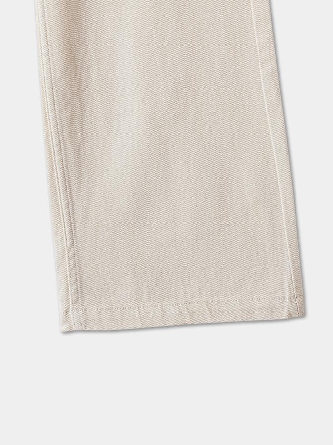 Solid Wide Leg Cargo Jeans with Button Closure image number 2
