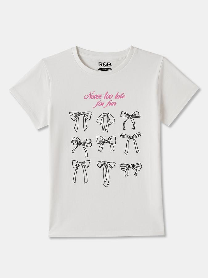 Girls Cotton Regular Fit Crew Neck Graphic T-shirt