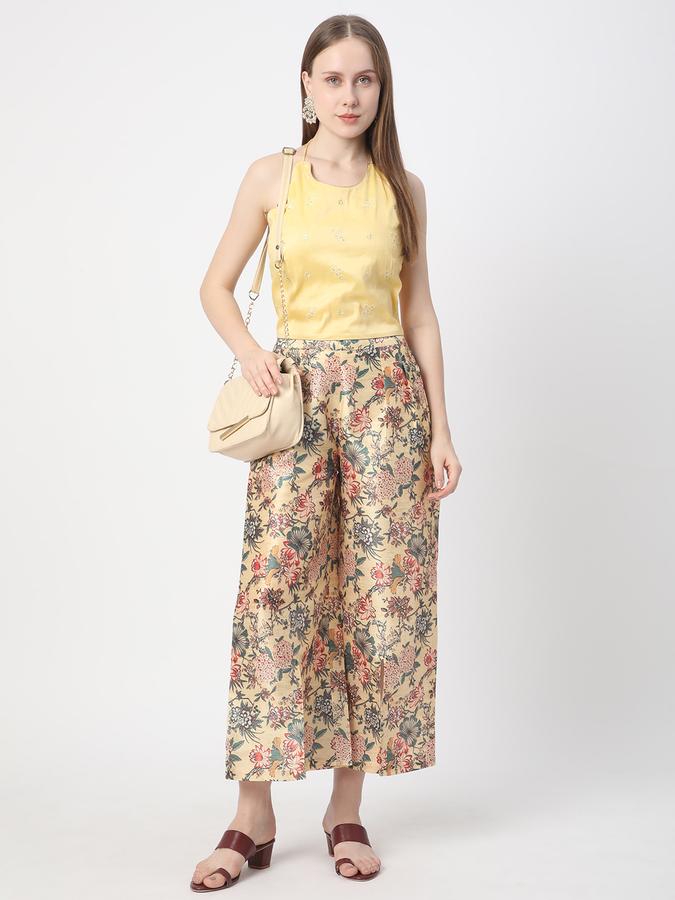 Women Poly Blend Culottes Elasticated Waist Printed Trousers