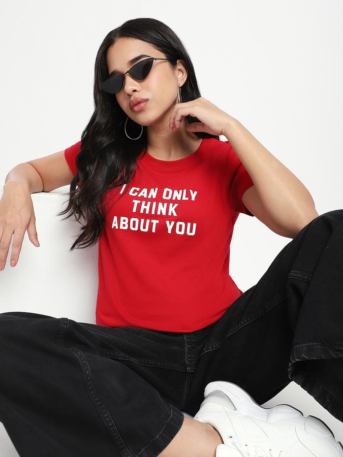 Women Cotton Regular Fit Crew Neck Graphic T-shirt