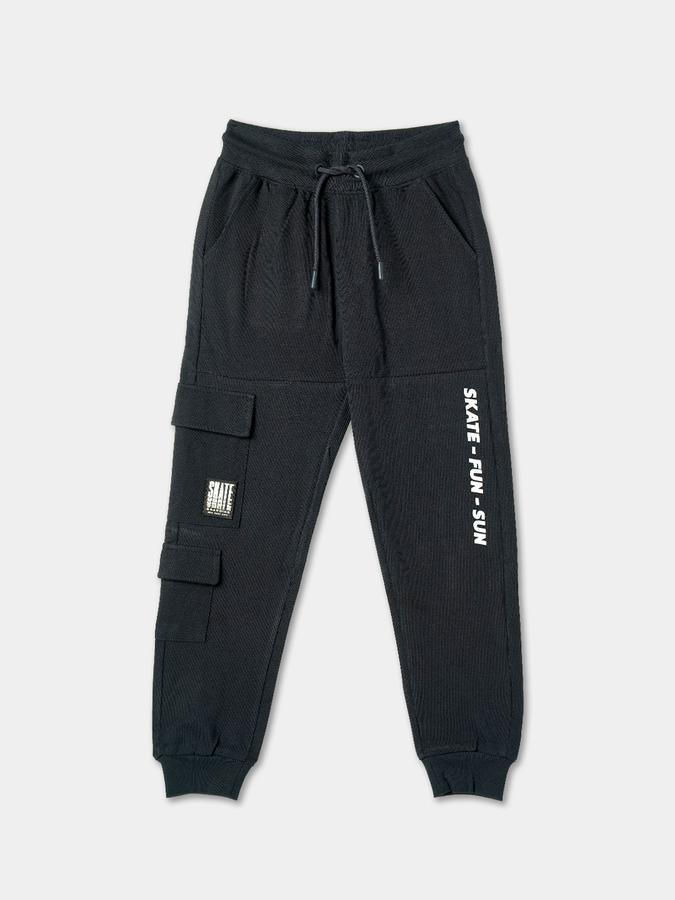 Boys Typographic Print Joggers with Elasticated Drawstring Waist