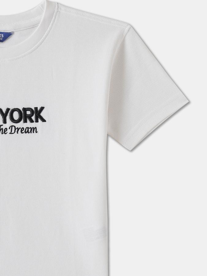 Boys Cotton Regular Fit Crew Neck Typographic Print T-shirt