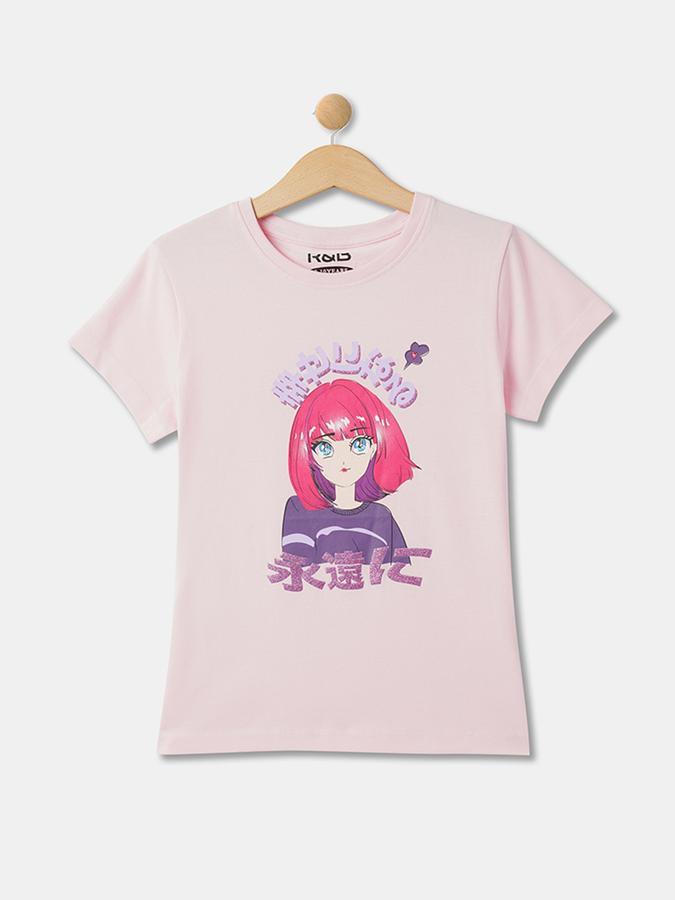 Girls Graphic Print Regular Print Round-Neck T-Shirt image number 0