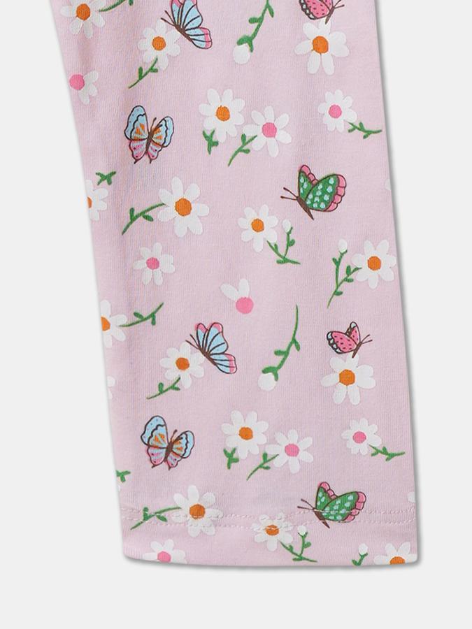 Girls Blend Floral Print Full Length Mid Rise Legging