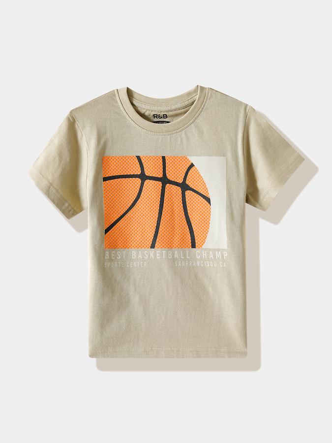 Boys Cotton Regular Fit Crew Neck Graphic T-shirt