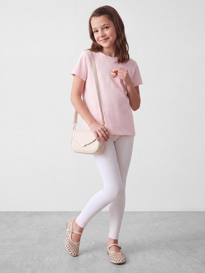 R&B Girls Solid Ivory Ankle Length Leggings