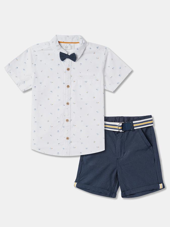Boys Abstract Print Shirt with Shorts Fashion Set