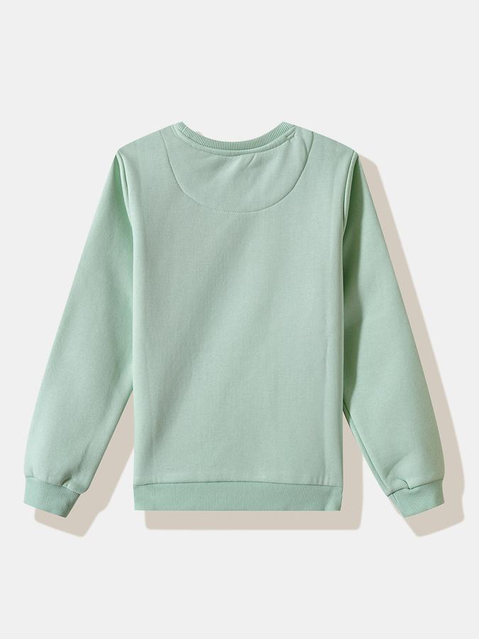 Girls Fleece Regular Fit Crew Neck Graphic Sweatshirt