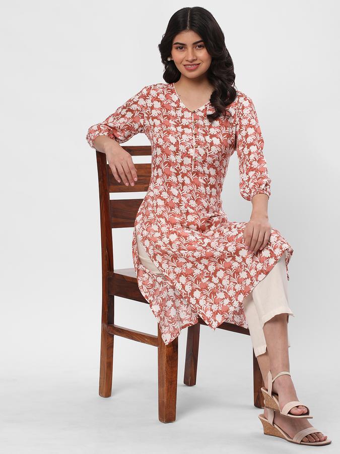Women Floral Print Straight Kurta  image number 1