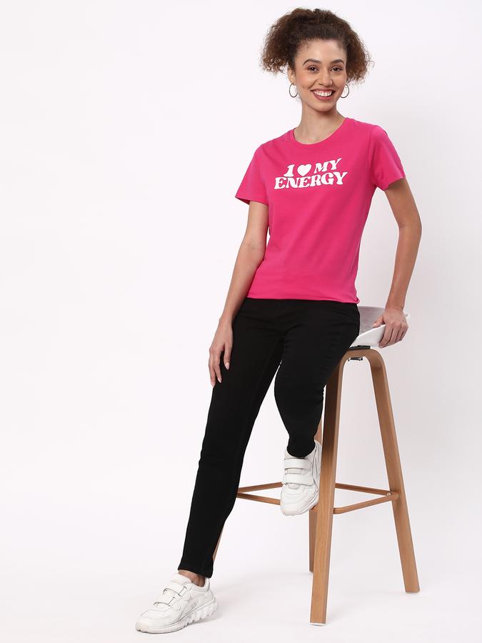 Women Cotton Regular Fit Crew Neck Graphic T-shirt